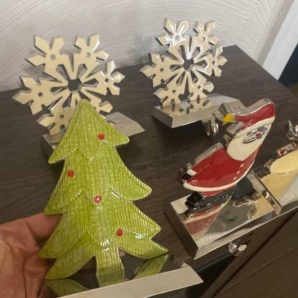 5 Vintage Stocking holders heavy duty enamel chrome Christmas Santa tree snow - Picture 6 of 11